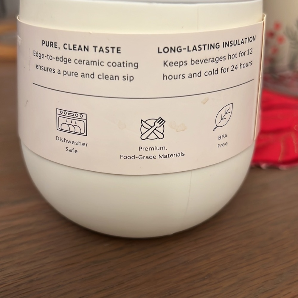 W&P PORTER White Insulated glass Ceramic coated stainless steel 11 oz. NEW - Picture 4 of 7